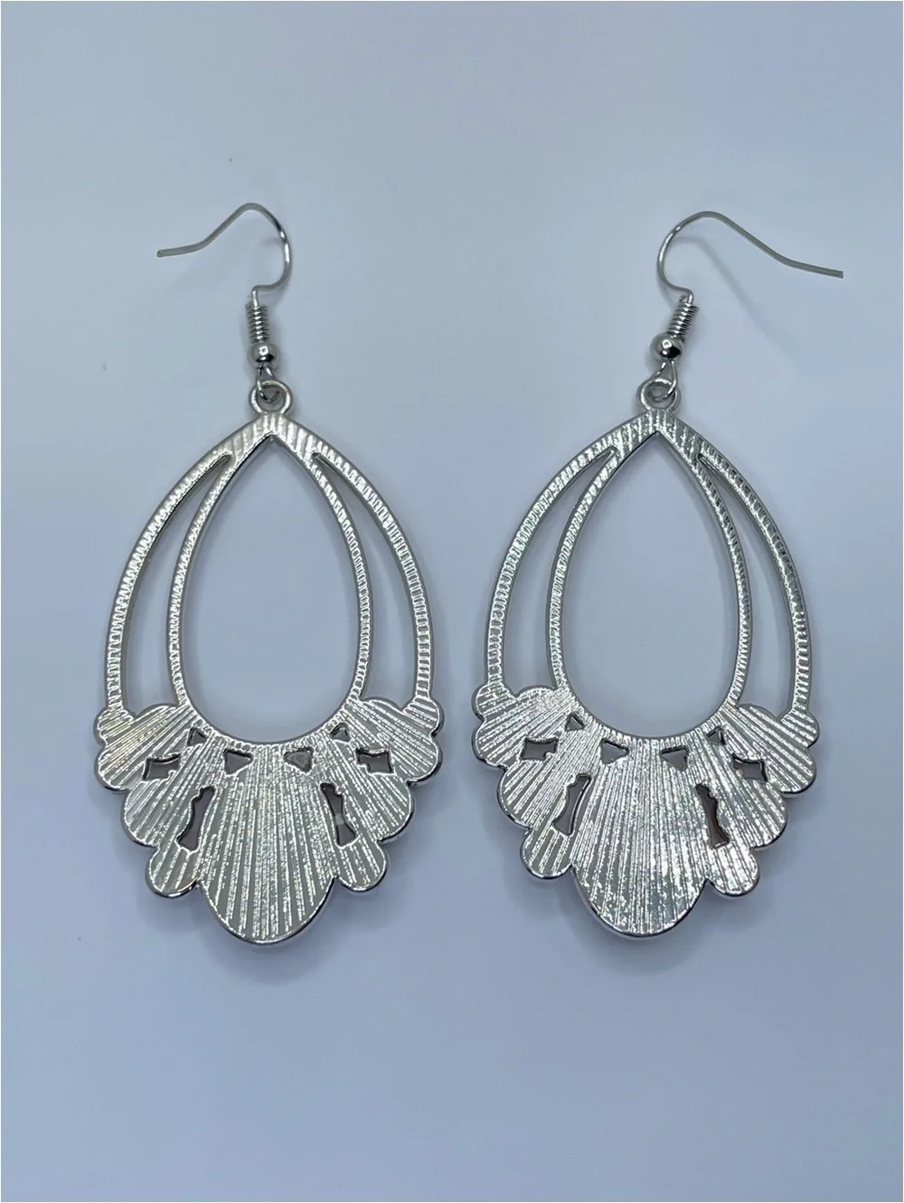 Silver Tone Cat Eye Crystal Teardrop Dangle Earrings Statement